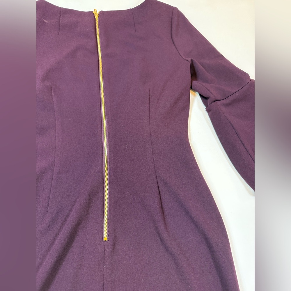 Calvin Klein plum size 4 women’s bell 3/4 sleeve boat neck sheath dress (U) - Picture 3 of 11
